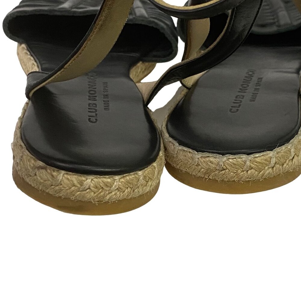Club Monaco Black Espadrille Sandals Boho Ankle Strap Made in Spain Size 39 - Picture 8 of 13